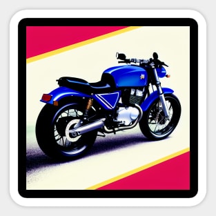 Vintage Classic Blue Motorcycle Poster Sticker